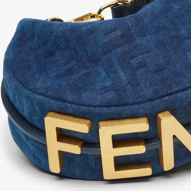 Fendigraphy Mini Blue Ff Denim Flocked Mini-Bag