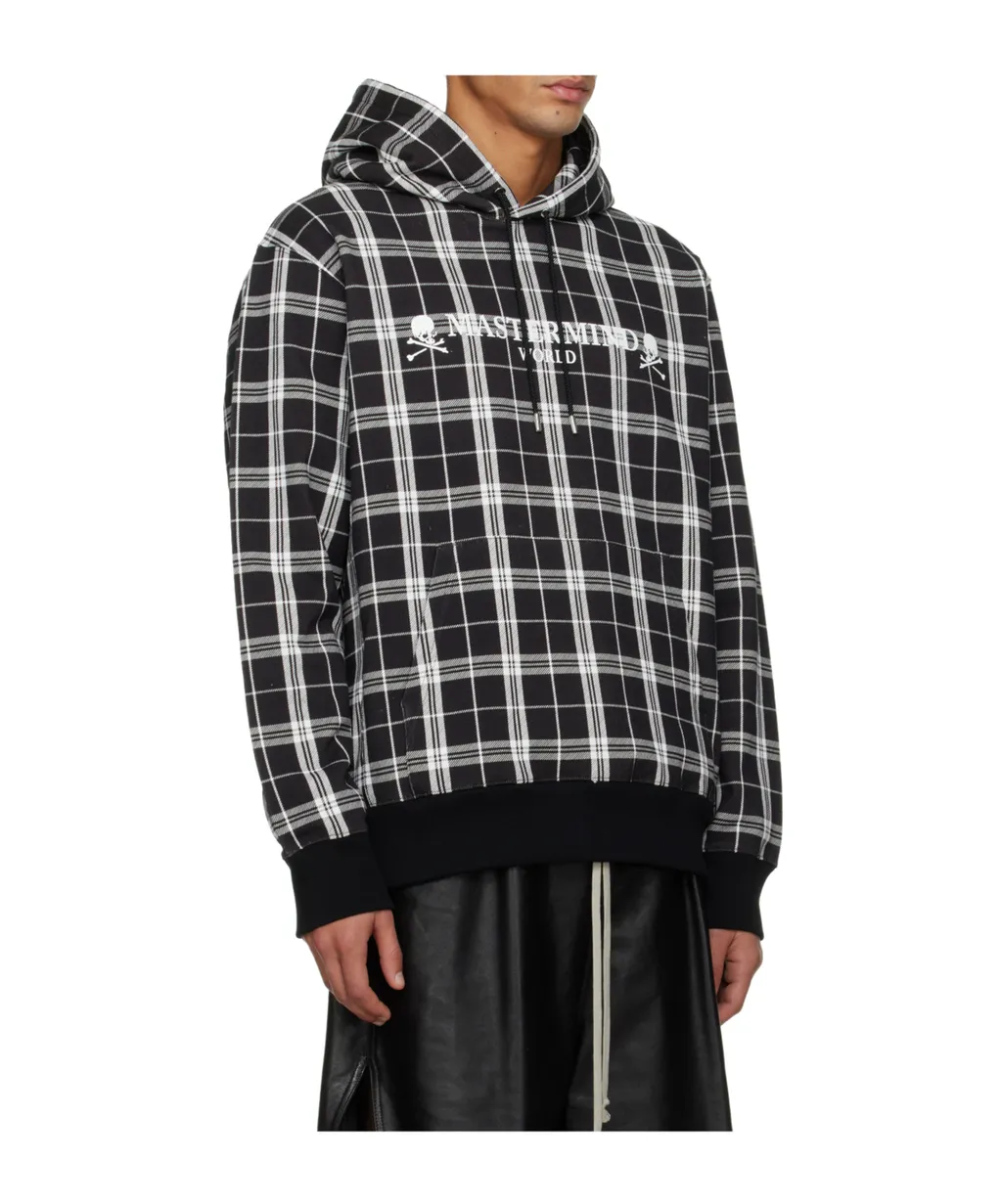 Terry Cloth Plaid Hooded Sweatshirt