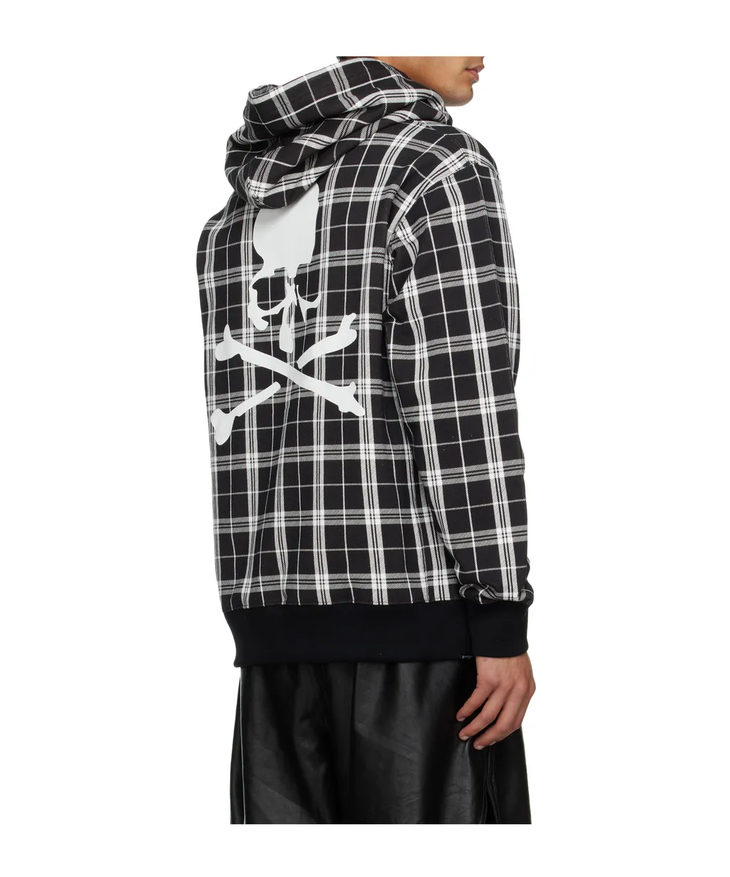 Terry Cloth Plaid Hooded Sweatshirt