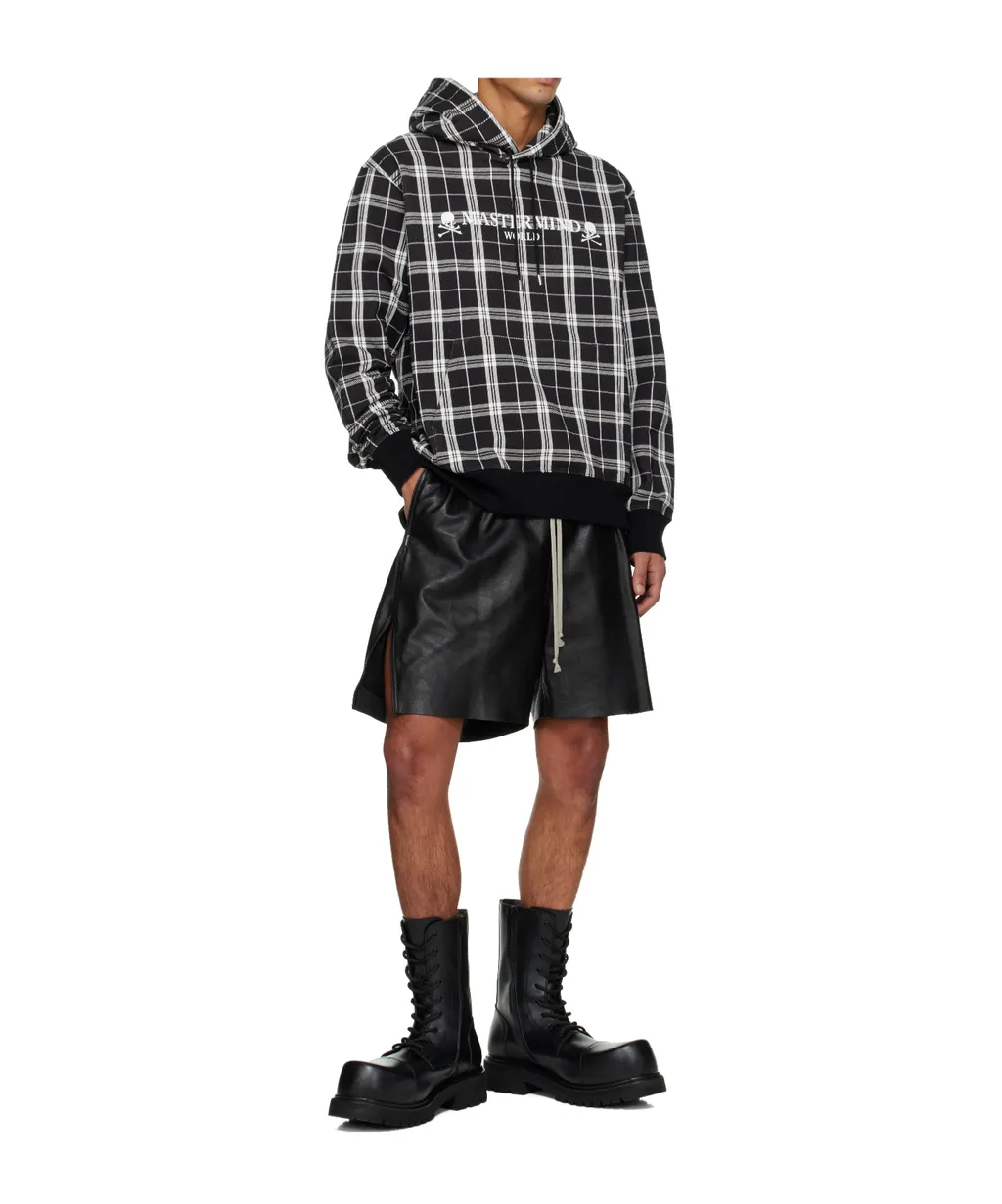 Terry Cloth Plaid Hooded Sweatshirt