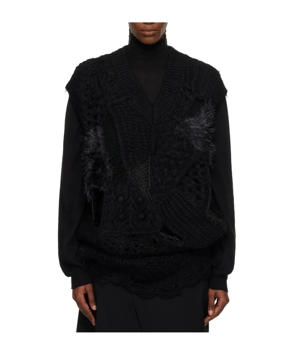 Patchwork V-Neck Sweater Vest
