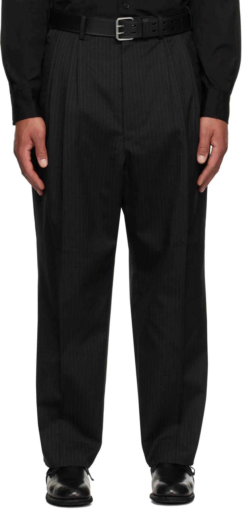Pleated Pinstripe Trousers