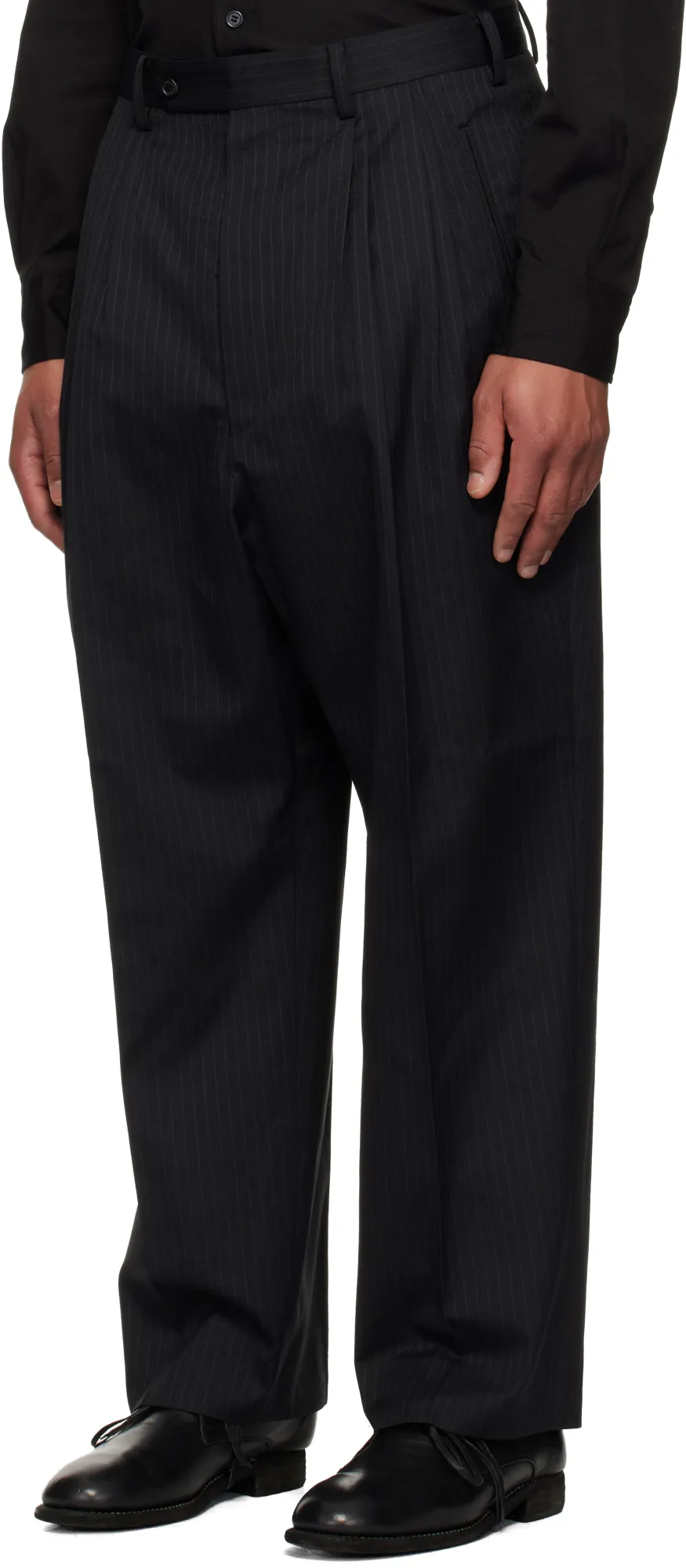 Pleated Pinstripe Trousers