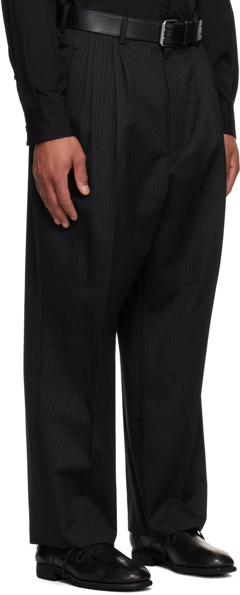 Pleated Pinstripe Trousers