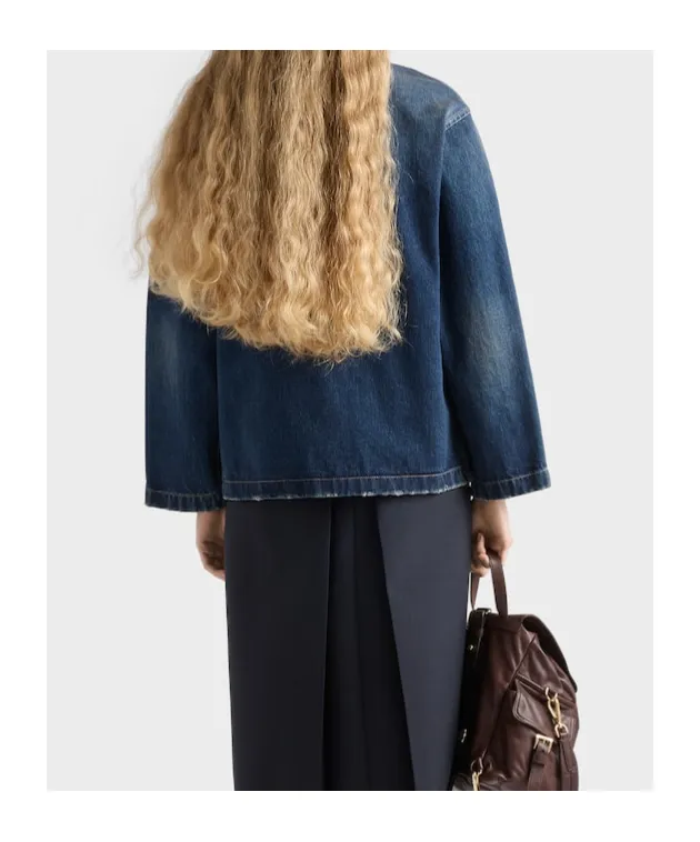 Washed Denim Blouson Jacket