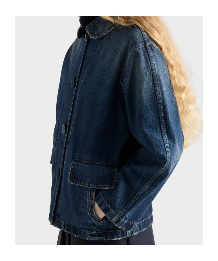 Washed Denim Blouson Jacket
