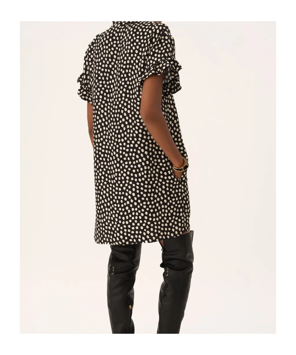 Chlo Polka Dot Printed Ruffled Mini Dress