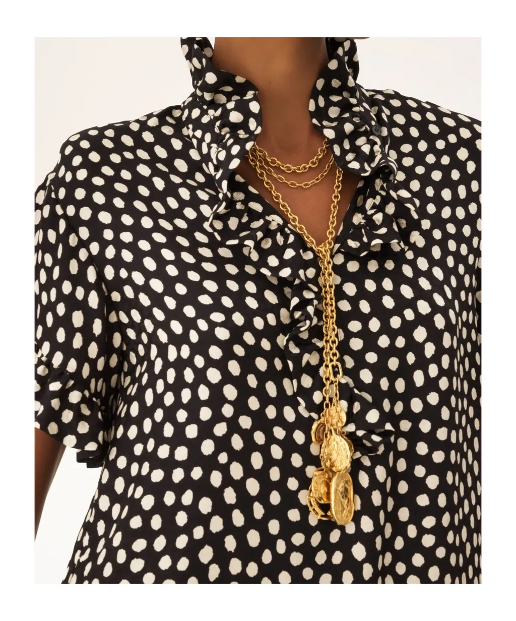 Chlo Polka Dot Printed Ruffled Mini Dress