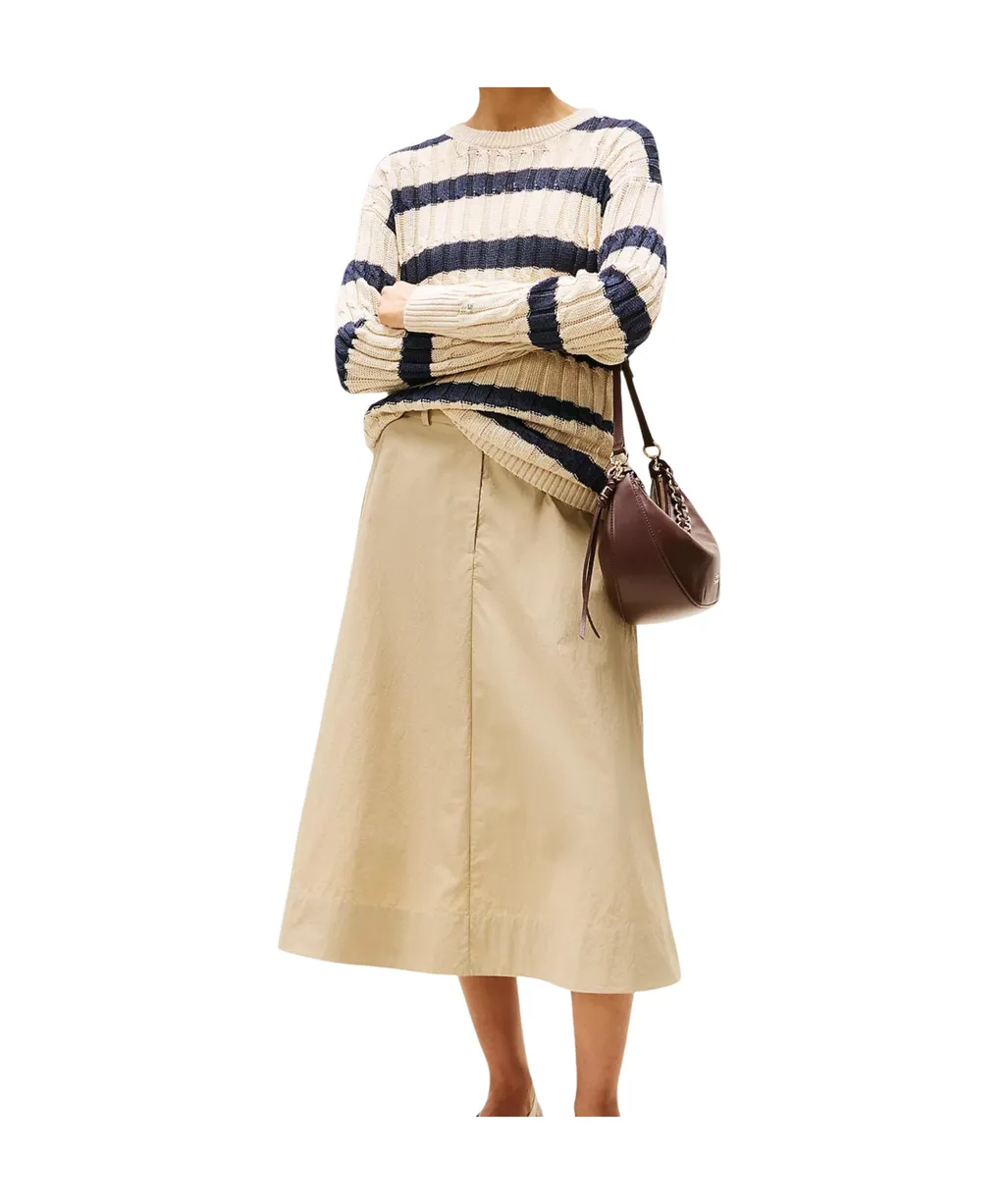 Linen Blend Cable Knit Relaxed Jumper