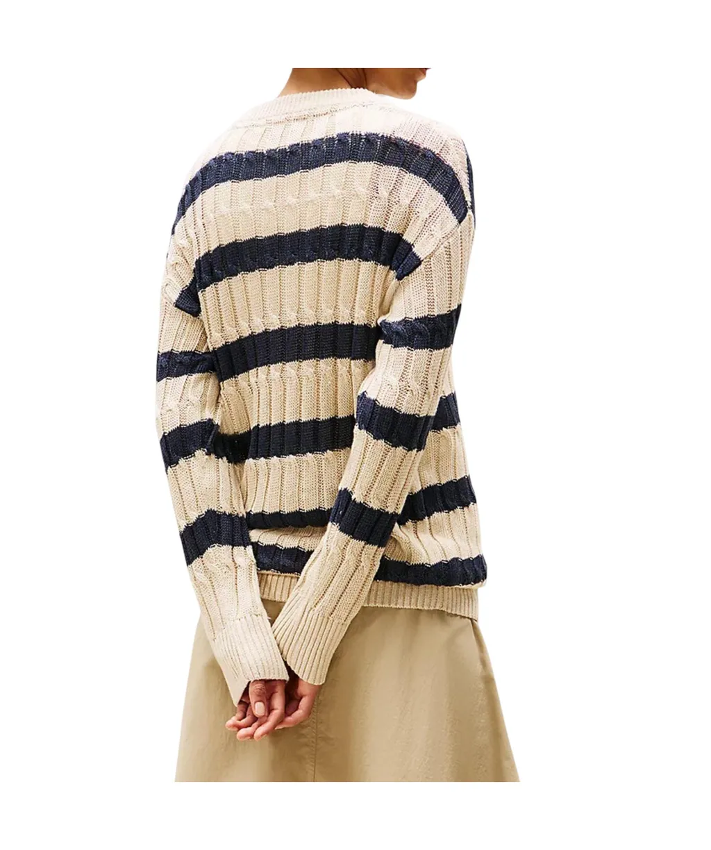 Linen Blend Cable Knit Relaxed Jumper