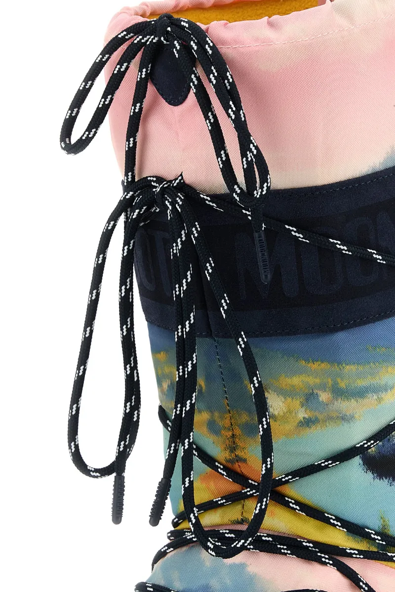 Printed Canvas And Suede Moon Boot X Guest In Residence Icon Boots