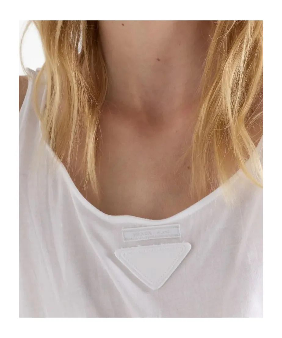 Prada Triangle-Logo Patch Tank Top