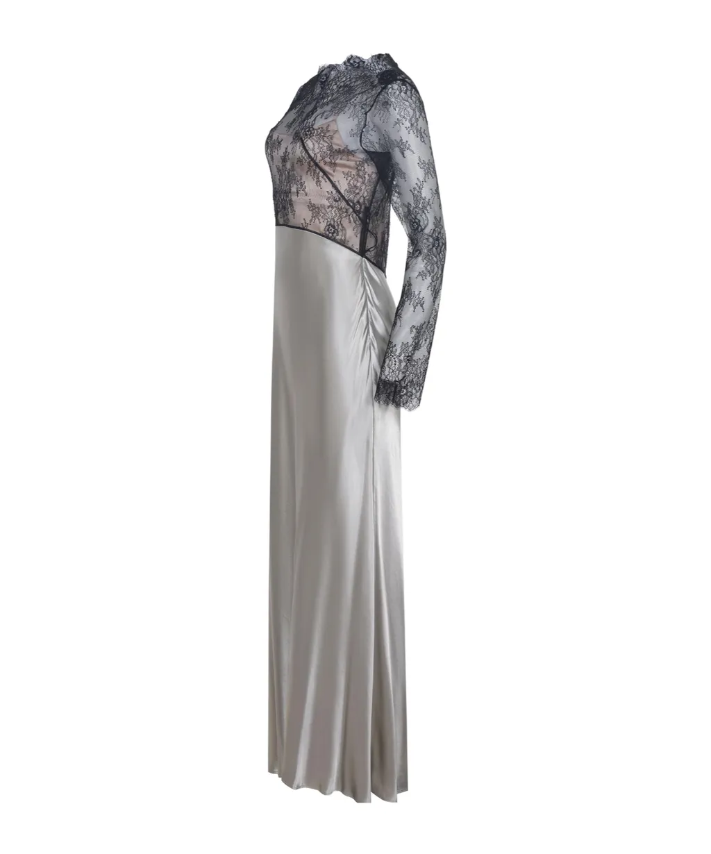 Alberta Ferretti Glossy Lace Satin Dress
