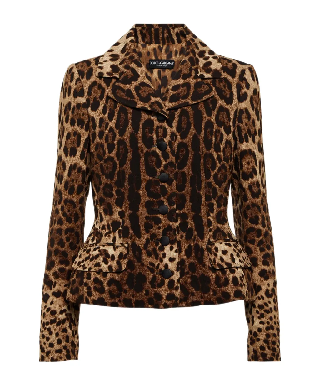 Leopard-Print Wool CrÊPe Jacket