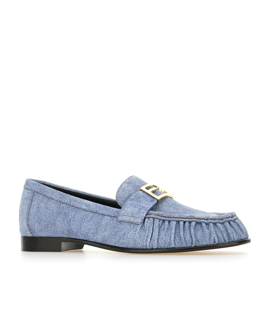 Fendi Baguette Logo Plaque Gathered Loafers