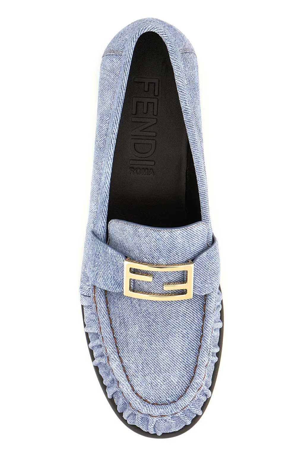 Fendi Baguette Logo Plaque Gathered Loafers