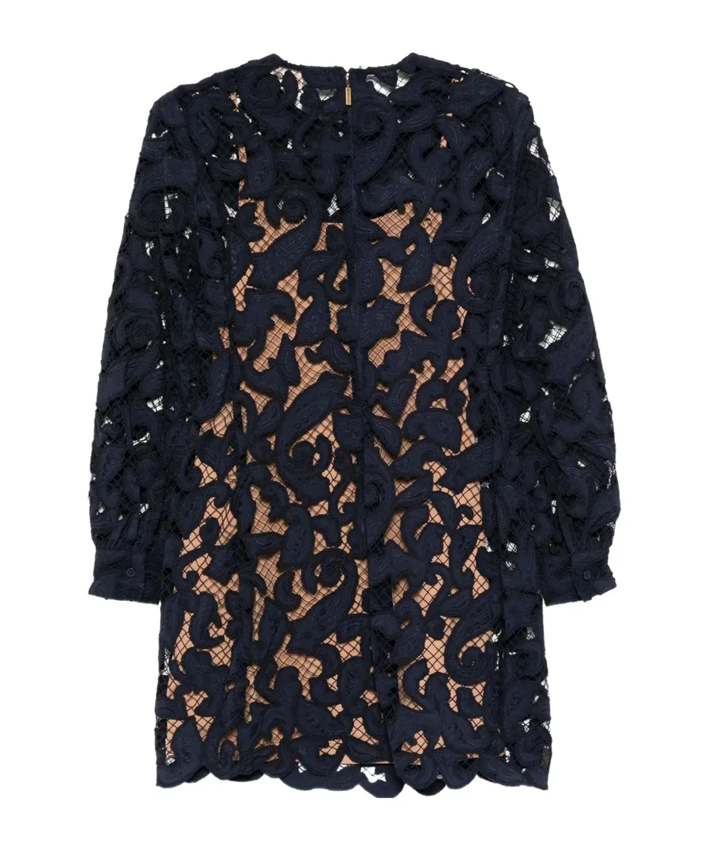 Lace-Detail Mini Dress
