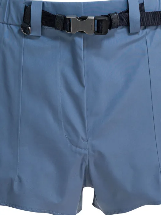 Prada Belted Ruffle-Waist Shorts