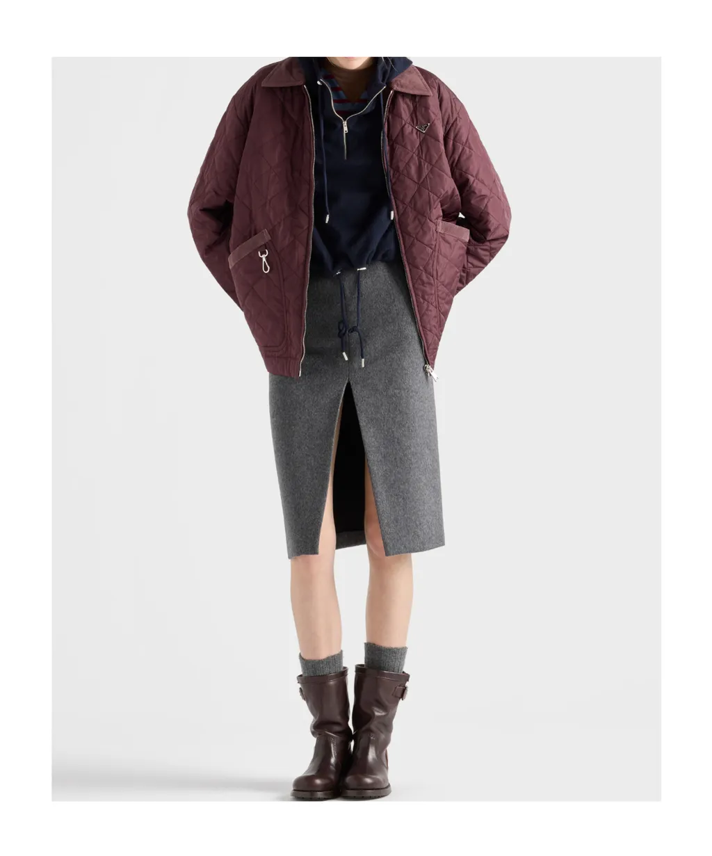 Prada Re-Nylon Triangle-Logo Quilted Jacket