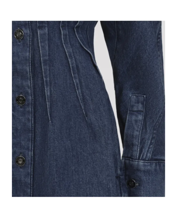 Givenchy Collared Long-Sleeve Mini Denim Dress