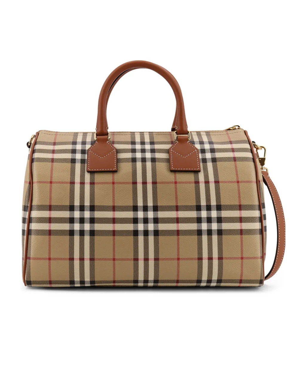 Burberry Checked Zipped Top Handle Bag