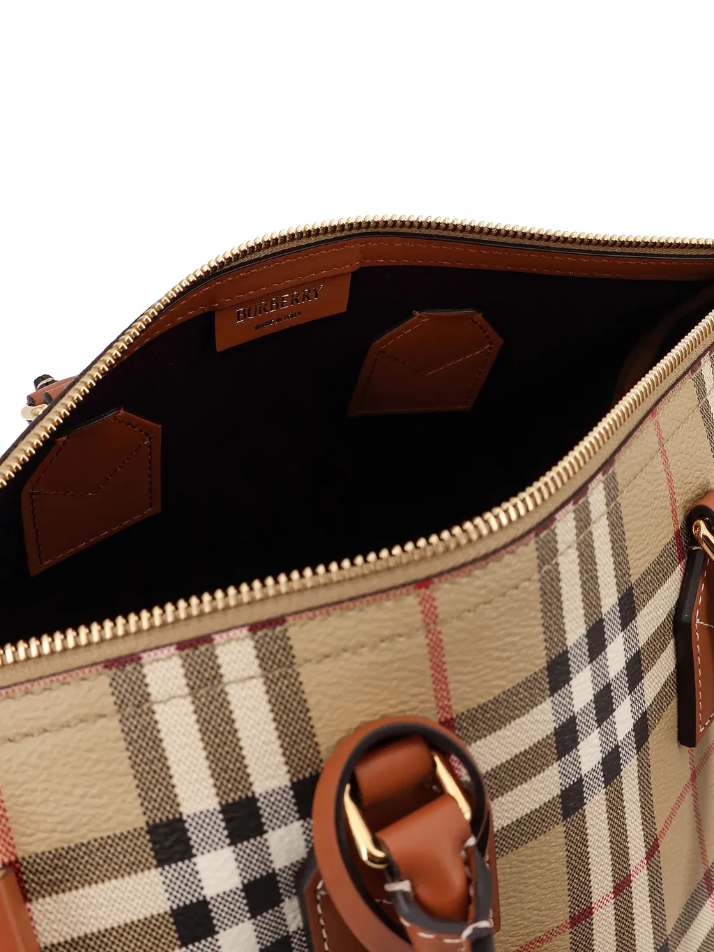 Burberry Checked Zipped Top Handle Bag