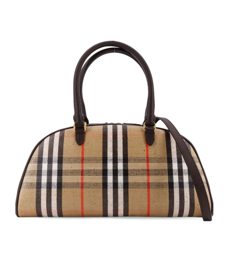 Burberry Logo Patch Checked Tote Bag