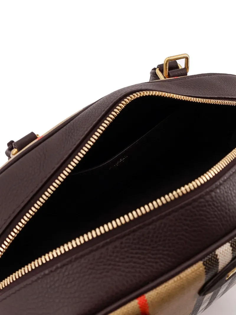 Burberry Logo Patch Checked Tote Bag