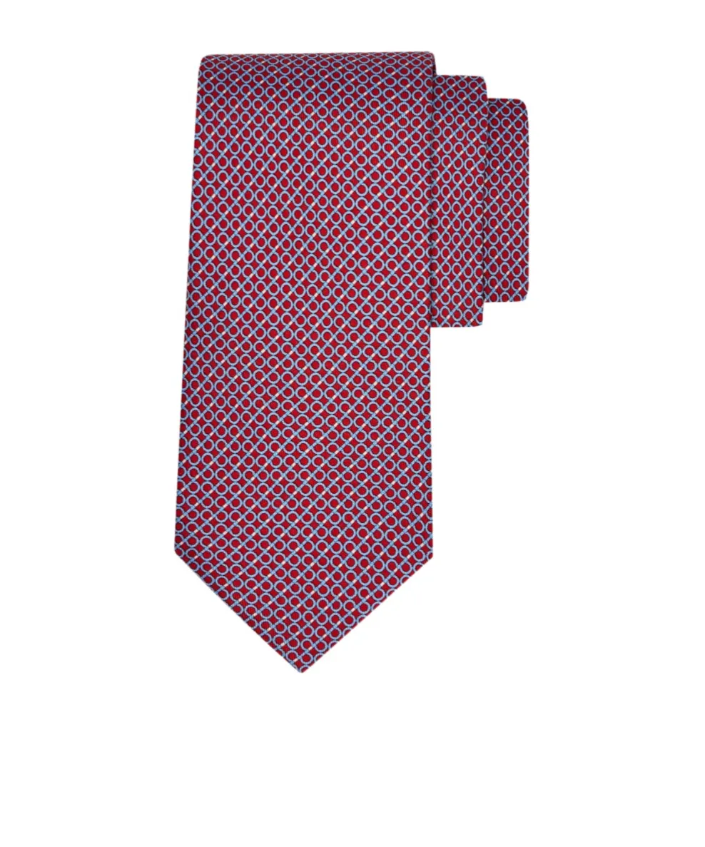 Gancini Regimental Print Silk Tie