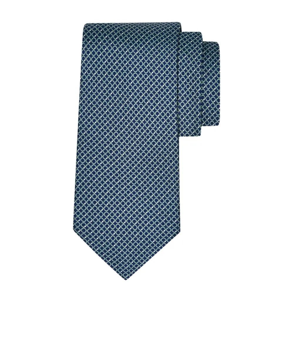 Gancini Regimental Print Silk Tie