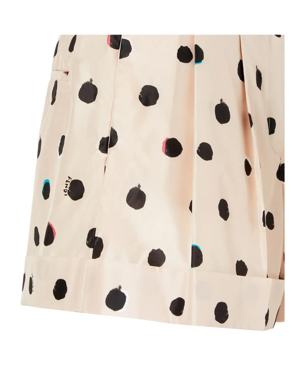 Fendi Falena Dots Printed Turn-Up Hem Shorts