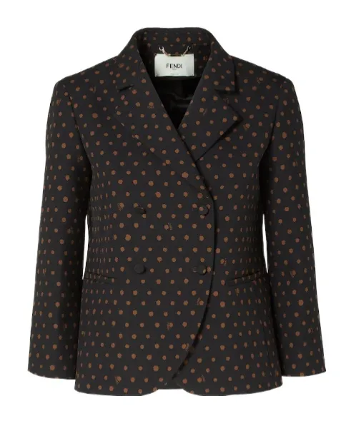 Fendi Double Breasted Falena Dots Printed Jacket