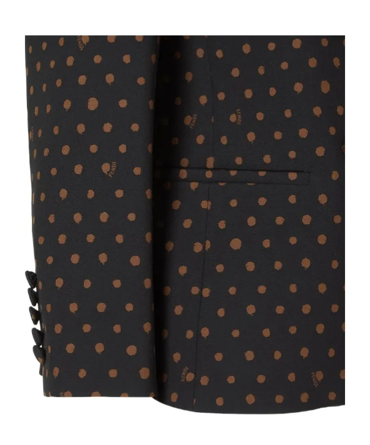 Fendi Double Breasted Falena Dots Printed Jacket