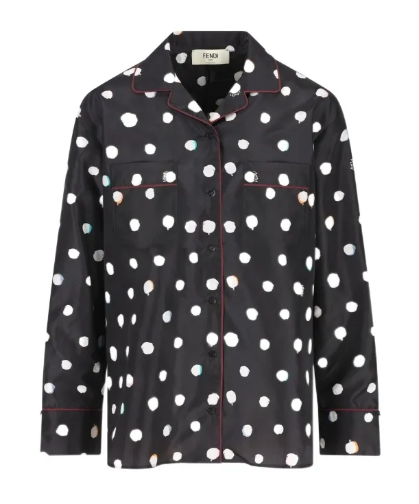 Fendi Falena Dots Printed Long Sleeved Shirt