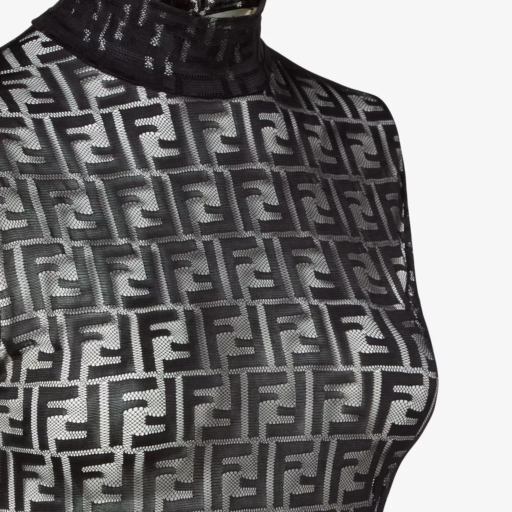 Fendi Monogrammed High-Neck Sleeveless Top