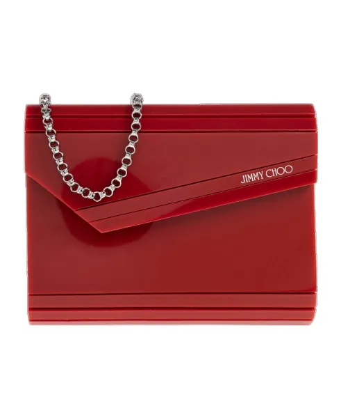 Jimmy Choo Logo Printed Chained Mini Clutch Bag
