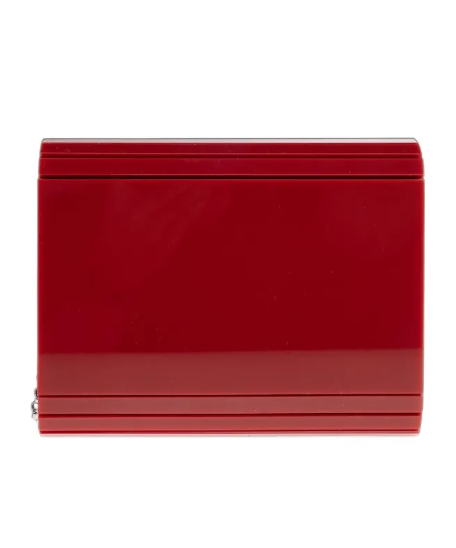Jimmy Choo Logo Printed Chained Mini Clutch Bag