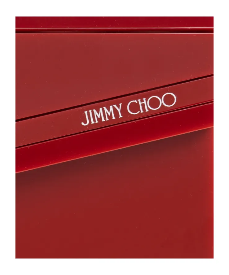 Jimmy Choo Logo Printed Chained Mini Clutch Bag