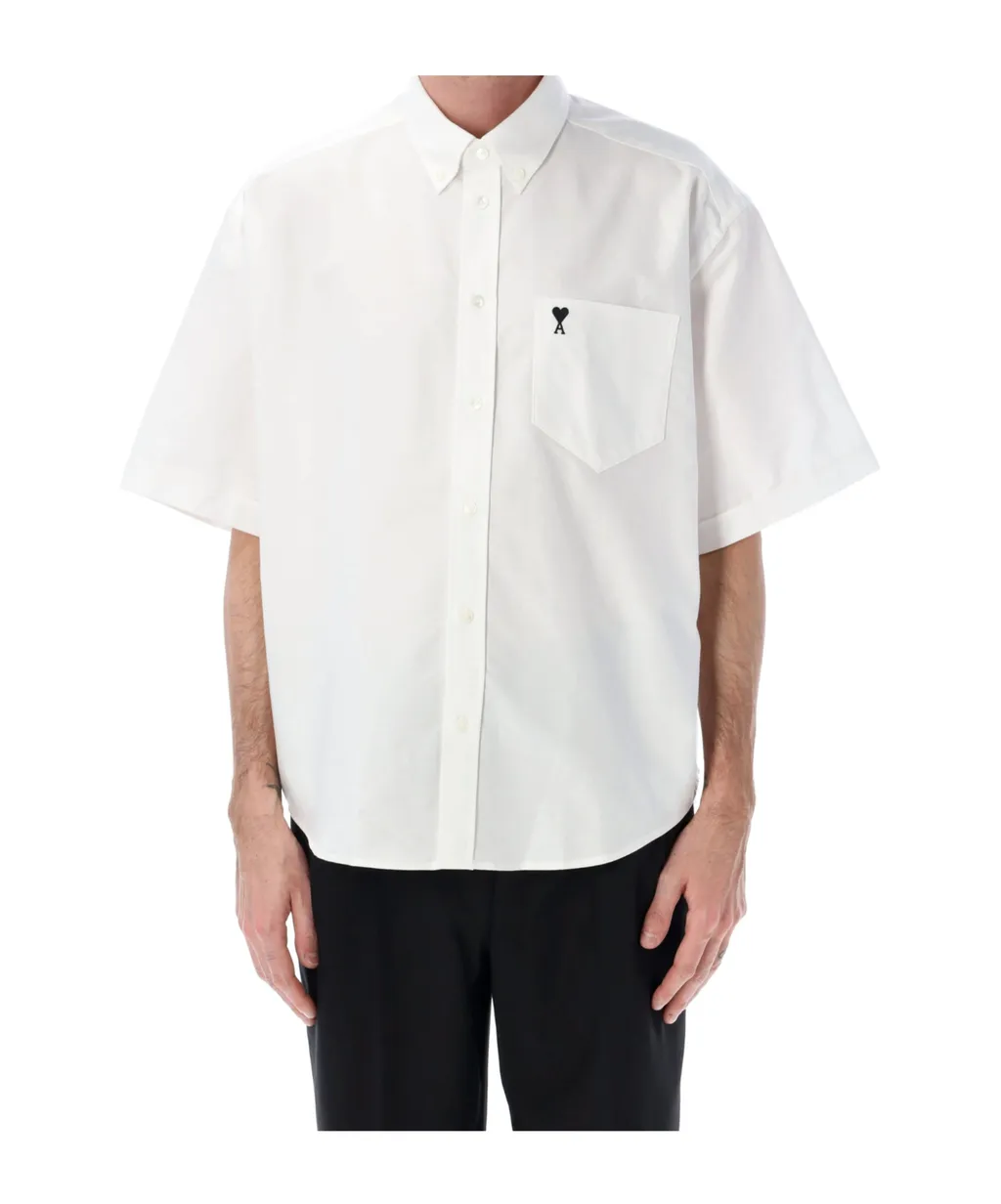 Ami Paris Short-Sleeved Curved Hem Shirt