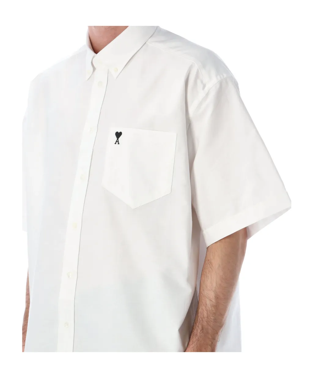 Ami Paris Short-Sleeved Curved Hem Shirt