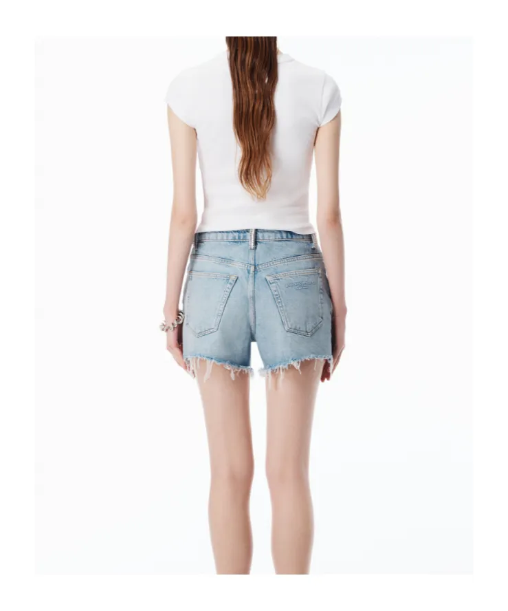Alexander Wang Embellished Belt-Loop Denim Shorts