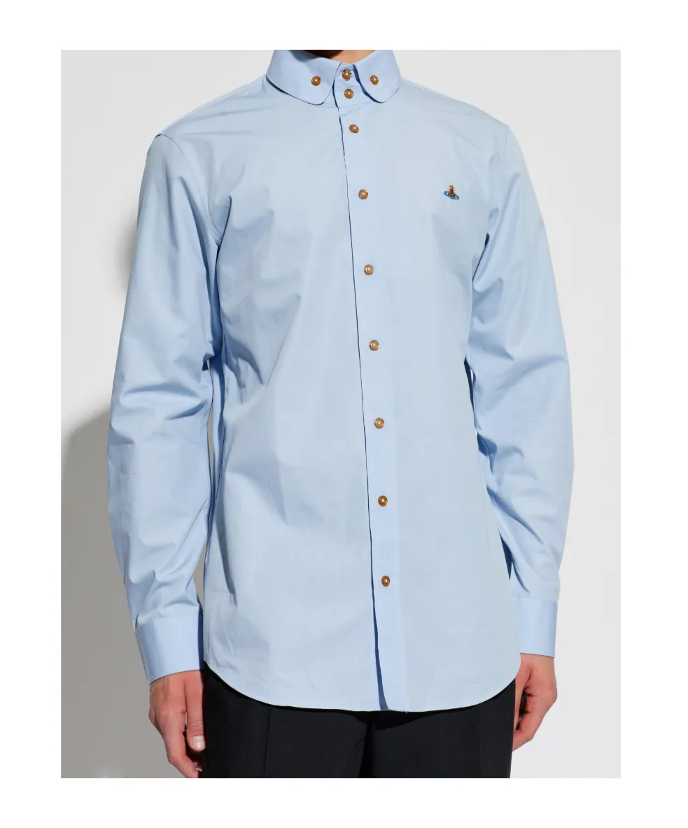 Orb-Embroidered Organic-Cotton Shirt