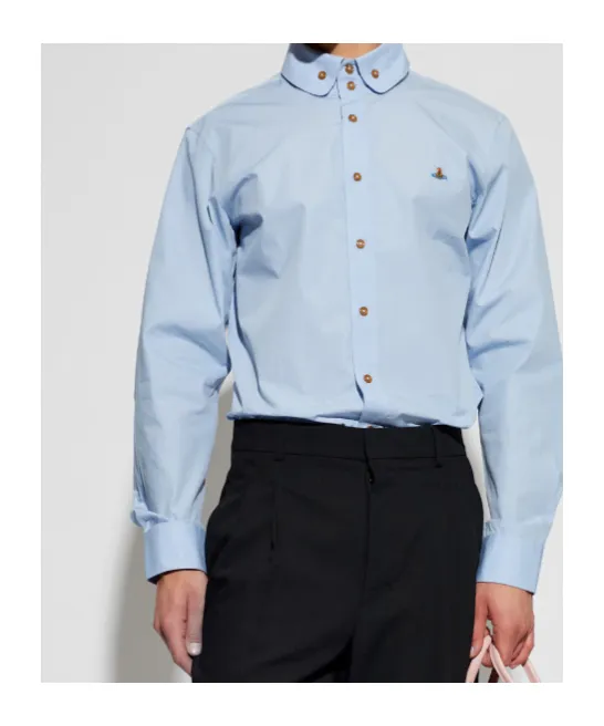 Orb-Embroidered Organic-Cotton Shirt