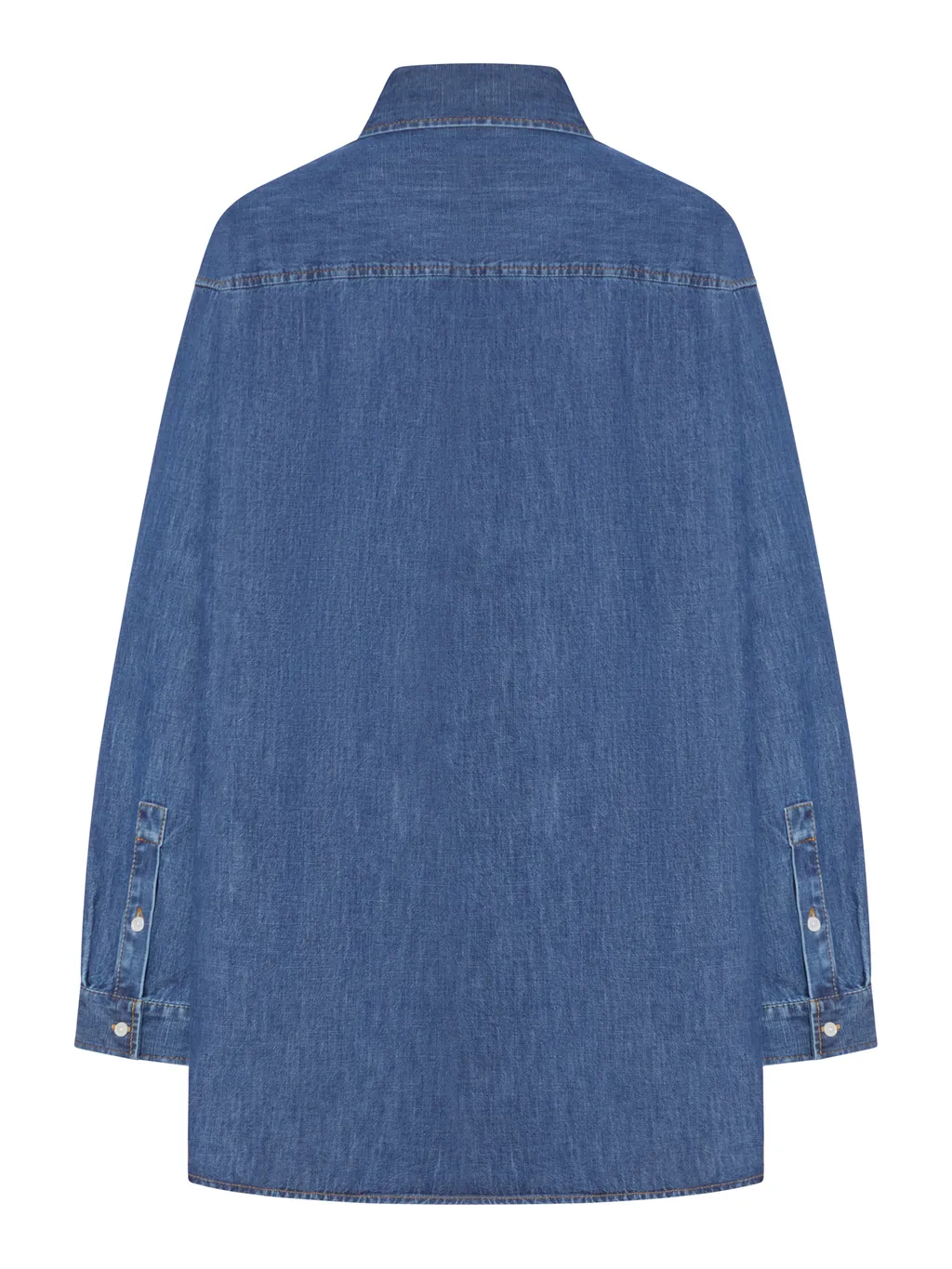 Valentino Logo Plaque Button-Up Denim Shirt