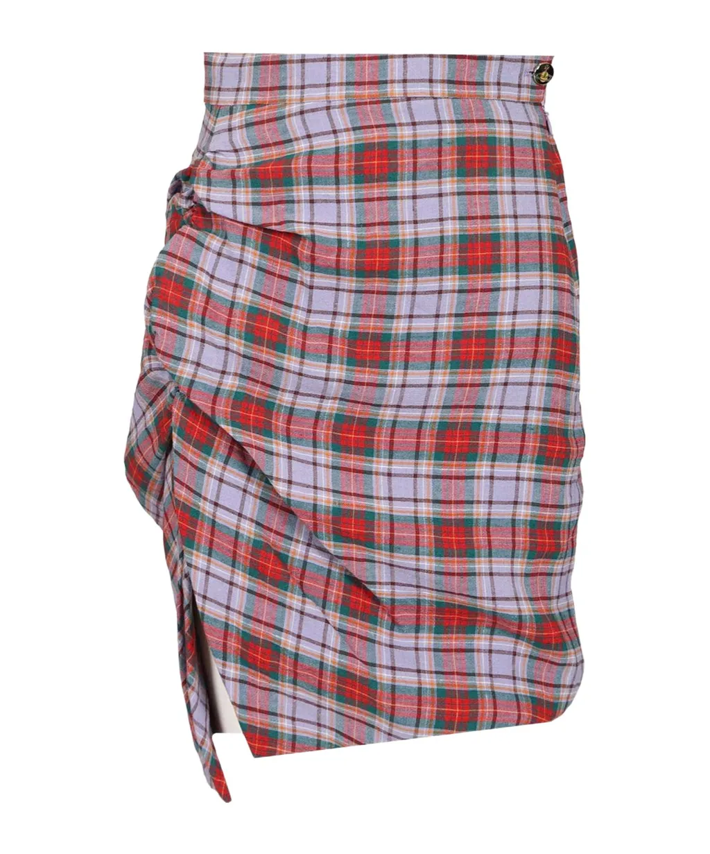 Vivienne Westwood Ruched Check Patterned Skirt