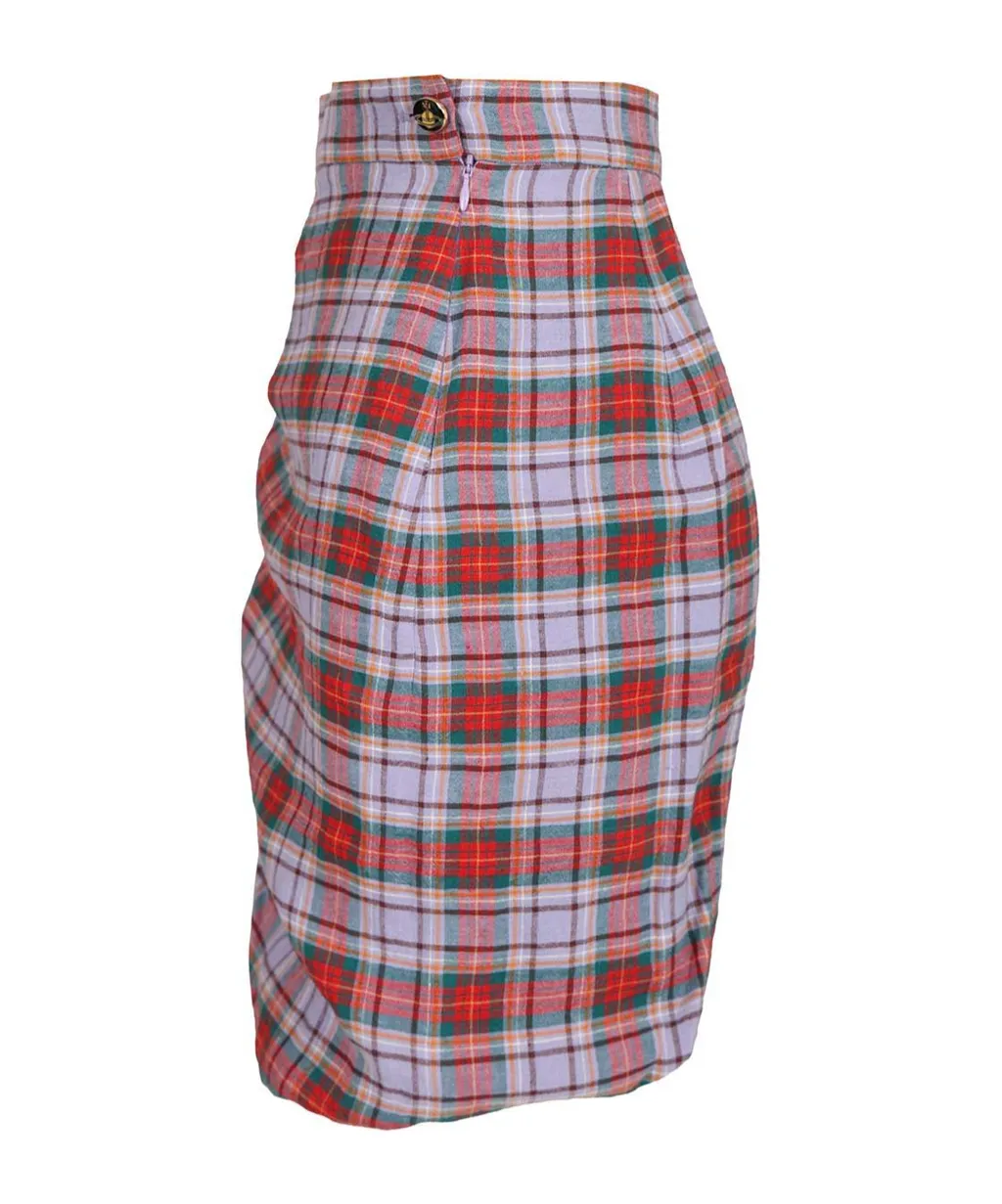 Vivienne Westwood Ruched Check Patterned Skirt