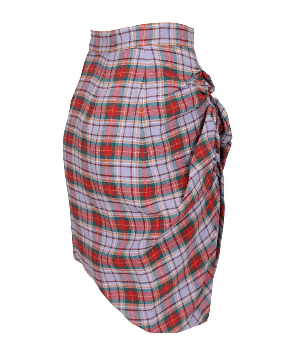 Vivienne Westwood Ruched Check Patterned Skirt