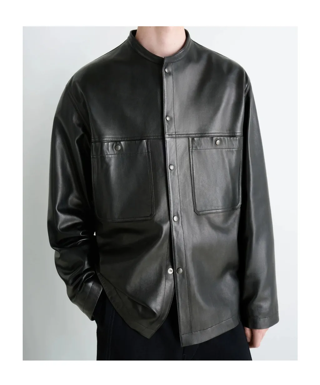 Leather Collarstand Overshir