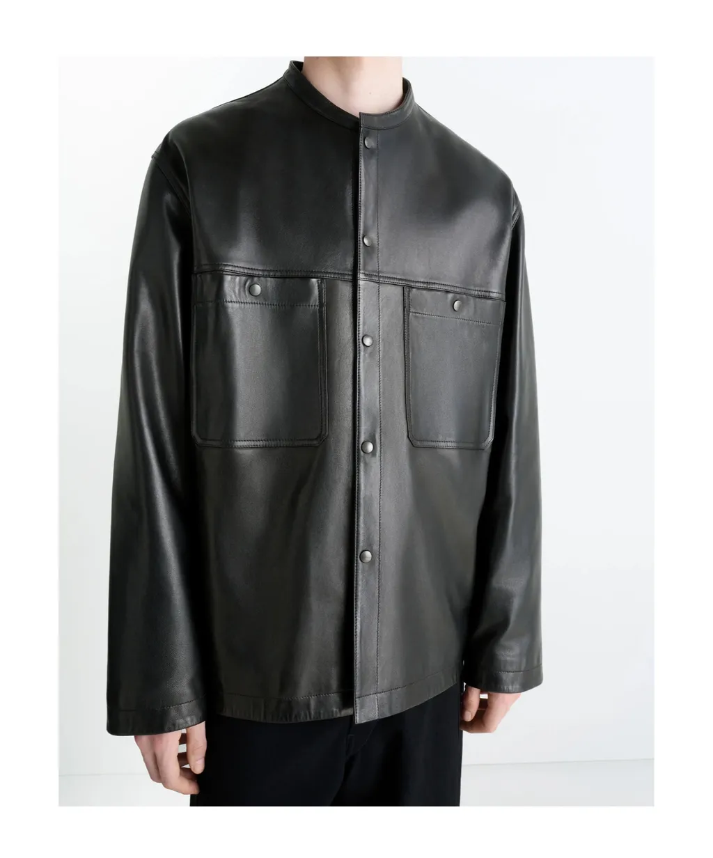 Leather Collarstand Overshir