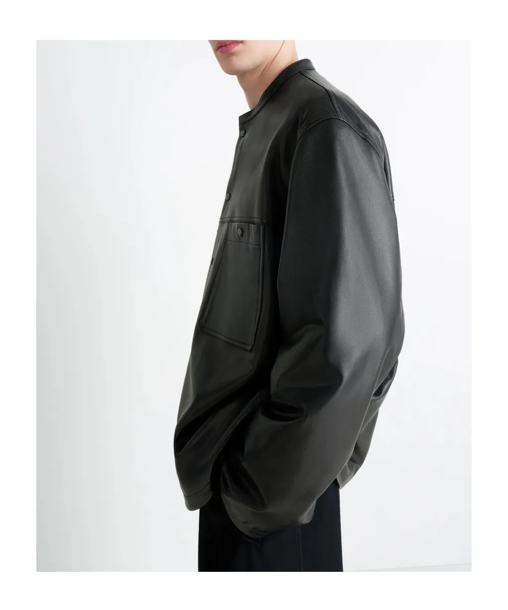 Leather Collarstand Overshir